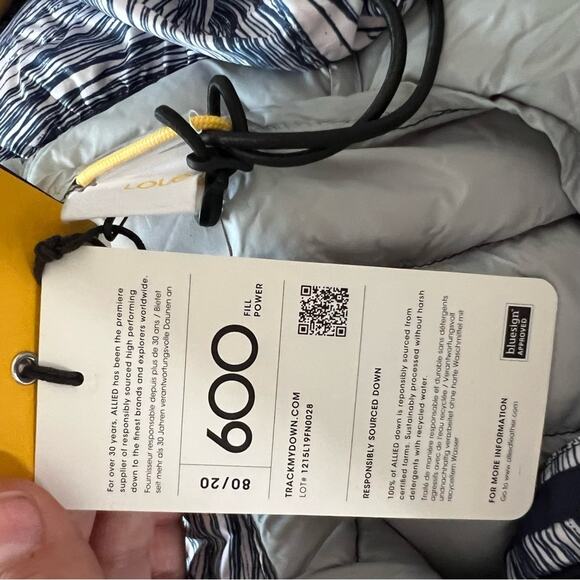 New Lole x Allied Feather and Down Purple & Blue Striped Jacket Womens size S - Picture 10 of 10